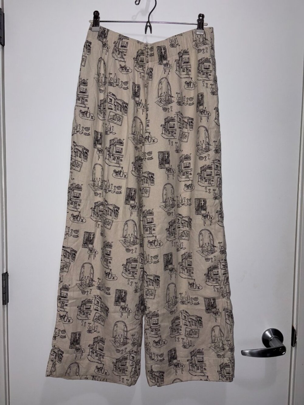 Abercrombie & Fitch Patterned Wide Leg Linen-Blend Pants